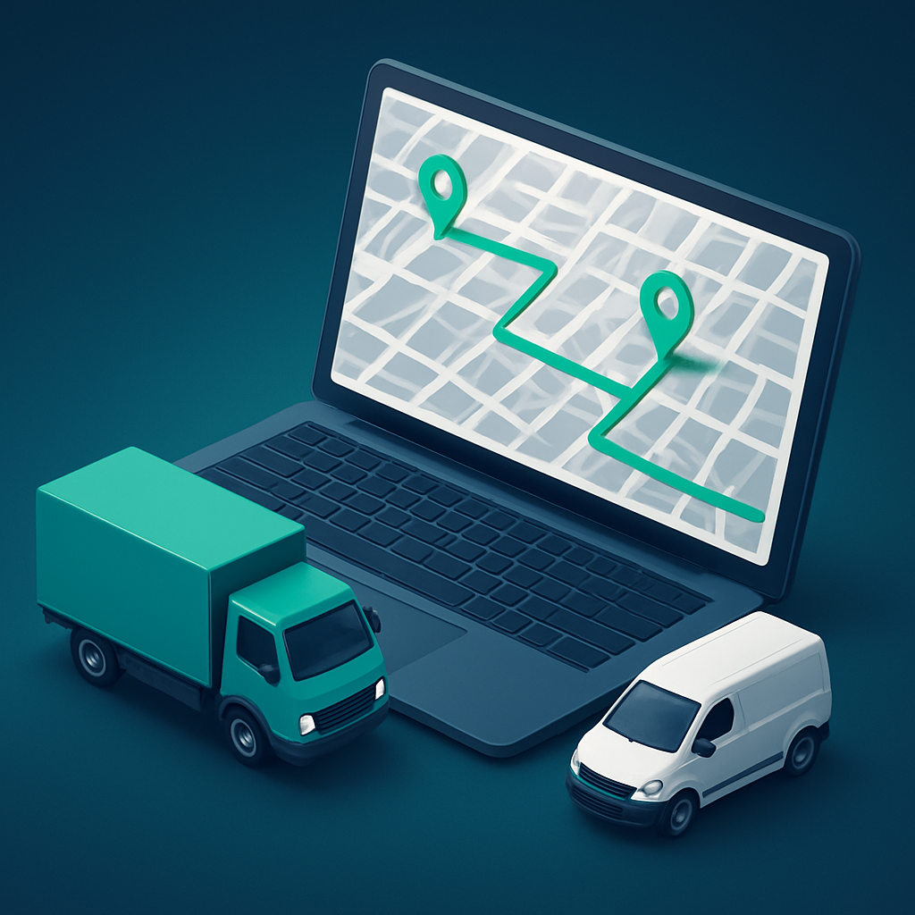 Illustration of optimized delivery routes on a city map